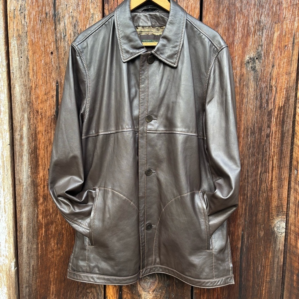 Robert Comstock Men's Dark Brown Soft Leather Shirt Jacket with lining. Size L - Picture 5 of 16